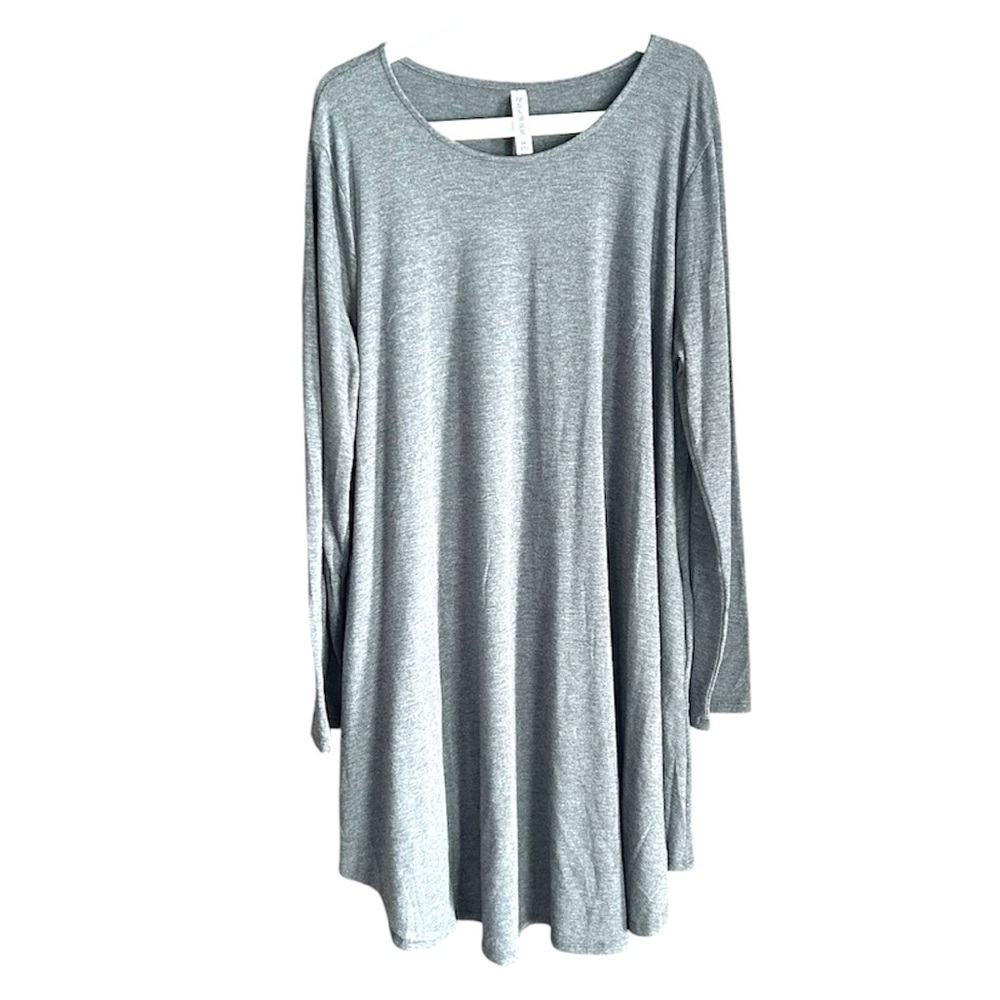 Casual Gray Long Sleeve Dress for Women